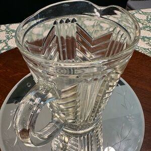 Vintage Art Deco Chevron Glass Pitcher